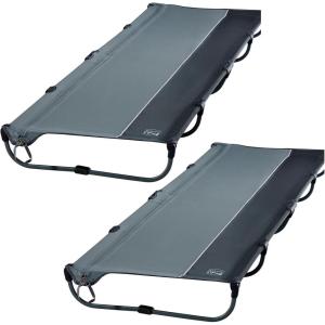 imageTIMBER RIDGE 20Second Quick SetUp Camping Cot Lightweight Aluminum Folding Cot Low Profile with Zipper Closure Portable Carry Bag for Camping Travel and Outdoors Support up to 225lbs GreenGrey2 Set