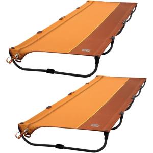 imageTIMBER RIDGE 20Second Quick SetUp Camping Cot Lightweight Aluminum Folding Cot Low Profile with Zipper Closure Portable Carry Bag for Camping Travel and Outdoors Support up to 225lbs GreenOrange2 Set