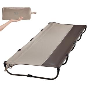 imageTIMBER RIDGE 20Second Quick SetUp Camping Cot Lightweight Aluminum Folding Cot Low Profile with Zipper Closure Portable Carry Bag for Camping Travel and Outdoors Support up to 225lbs GreenTan