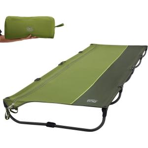 imageTIMBER RIDGE 20Second Quick SetUp Camping Cot Lightweight Aluminum Folding Cot Low Profile with Zipper Closure Portable Carry Bag for Camping Travel and Outdoors Support up to 225lbs GreenGreen