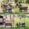 imageTimber Ridge Collapsible Wagon Cart with Brakes 200L Large Capacity Compact Portable Easy to Carry Folding Wagon Utility Grocery Cart for Camping Gardening ShoppingGray