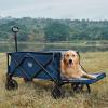 imageTimber Ridge Collapsible Wagon Cart with Brakes 200L Large Capacity Compact Portable Easy to Carry Folding Wagon Utility Grocery Cart for Camping Gardening ShoppingBlue
