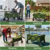 imageTimber Ridge Collapsible Wagon Cart with Brakes 200L Large Capacity Compact Portable Easy to Carry Folding Wagon Utility Grocery Cart for Camping Gardening ShoppingGreen