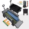 imageTimber Ridge Collapsible Wagon Cart with Brakes 200L Large Capacity Compact Portable Easy to Carry Folding Wagon Utility Grocery Cart for Camping Gardening ShoppingGray