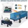 imageTimber Ridge Collapsible Wagon Cart with Brakes 200L Large Capacity Compact Portable Easy to Carry Folding Wagon Utility Grocery Cart for Camping Gardening ShoppingBlue