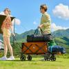 imageTimber Ridge Collapsible Wagon Cart with Brakes 200L Large Capacity Compact Portable Easy to Carry Folding Wagon Utility Grocery Cart for Camping Gardening ShoppingOrange