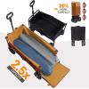 imageTimber Ridge Collapsible Wagon Cart with Brakes 200L Large Capacity Compact Portable Easy to Carry Folding Wagon Utility Grocery Cart for Camping Gardening ShoppingOrange