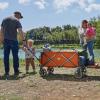 imageTimber Ridge Collapsible Wagon Cart with Brakes 200L Large Capacity Compact Portable Easy to Carry Folding Wagon Utility Grocery Cart for Camping Gardening ShoppingOrange