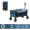 imageTimber Ridge Collapsible Wagon Cart with Brakes 200L Large Capacity Compact Portable Easy to Carry Folding Wagon Utility Grocery Cart for Camping Gardening ShoppingBlue