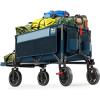 imageTimber Ridge Collapsible Wagon Cart with Brakes 200L Large Capacity Compact Portable Easy to Carry Folding Wagon Utility Grocery Cart for Camping Gardening ShoppingBlue