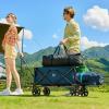 imageTimber Ridge Collapsible Wagon Cart with Brakes 200L Large Capacity Compact Portable Easy to Carry Folding Wagon Utility Grocery Cart for Camping Gardening ShoppingBlue