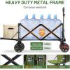 imageTimber Ridge Collapsible Wagon Cart with Brakes 200L Large Capacity Compact Portable Easy to Carry Folding Wagon Utility Grocery Cart for Camping Gardening ShoppingGreen