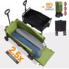 imageTimber Ridge Collapsible Wagon Cart with Brakes 200L Large Capacity Compact Portable Easy to Carry Folding Wagon Utility Grocery Cart for Camping Gardening ShoppingGreen