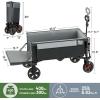 imageTimber Ridge Collapsible Wagon Cart with Brakes 200L Large Capacity Compact Portable Easy to Carry Folding Wagon Utility Grocery Cart for Camping Gardening ShoppingGray