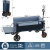 imageTimber Ridge Collapsible Wagon Cart with Brakes 200L Large Capacity Compact Portable Easy to Carry Folding Wagon Utility Grocery Cart for Camping Gardening ShoppingBlue