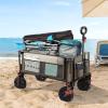 imageTimber Ridge Collapsible Wagon Utility Folding Cart Heavy Duty All Terrain Wheels for Outdoor Shopping Camping Garden Sports with Side Bag and Cup Holders GreyBlue