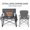 imageTimber Ridge XXL Directors Chair 600lbs Capacity Heavy Duty Folding Camping Chair with Side Table ampamp Insulated Pocket Oversized Portable Chair with Carry StrapGrey