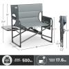 imageTimber Ridge XXL Extra Wide Foldable Directors Chair with Side Table 500 lbs Heavy Duty Camping Chairs for Adults Oversized Folding Lawn Chair for Lawn Beach Sports Outdoor BlueGrey