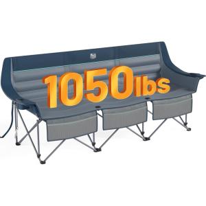 imageTimber Ridge 600 lbs Double Camping Chair UltraWide Heavy Duty Outdoor Folding Camp Couch Loveseat Camping Chairs Perfect for Campsites PatioLawn Soccer Games or Other Youth Sports Supports3 Personblue