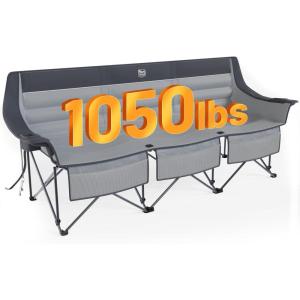 imageTimber Ridge 600 lbs Double Camping Chair UltraWide Heavy Duty Outdoor Folding Camp Couch Loveseat Camping Chairs Perfect for Campsites PatioLawn Soccer Games or Other Youth Sports Supports3 Persongrey