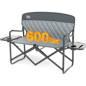 imageTimber Ridge 600 lbs Double Camping Chair UltraWide Heavy Duty Outdoor Folding Camp Couch Loveseat Camping Chairs Perfect for Campsites PatioLawn Soccer Games or Other Youth Sports SupportsLoveseat Grey