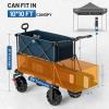 imageTIMBER RIDGE Push amp Pull Double Decker Wagon 400L Large Capacity Heavy Duty amp 450lb Load Collapsible Cart with AllTerrain Wheels amp Brakes 54 Extended Foldable for Sports Beach CampingBlueBlue