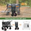 imageTIMBER RIDGE Push amp Pull Double Decker Wagon 400L Large Capacity Heavy Duty amp 450lb Load Collapsible Cart with AllTerrain Wheels amp Brakes 54 Extended Foldable for Sports Beach CampingBlueGray