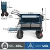imageTIMBER RIDGE Push amp Pull Double Decker Wagon 400L Large Capacity Heavy Duty amp 450lb Load Collapsible Cart with AllTerrain Wheels amp Brakes 54 Extended Foldable for Sports Beach CampingBlueBlue