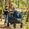 imageTIMBER RIDGE Push amp Pull Double Decker Wagon 400L Large Capacity Heavy Duty amp 450lb Load Collapsible Cart with AllTerrain Wheels amp Brakes 54 Extended Foldable for Sports Beach CampingBlueBlue