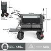 imageTIMBER RIDGE Push amp Pull Double Decker Wagon 400L Large Capacity Heavy Duty amp 450lb Load Collapsible Cart with AllTerrain Wheels amp Brakes 54 Extended Foldable for Sports Beach CampingBlueGray