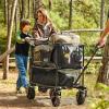 imageTIMBER RIDGE Push amp Pull Double Decker Wagon 400L Large Capacity Heavy Duty amp 450lb Load Collapsible Cart with AllTerrain Wheels amp Brakes 54 Extended Foldable for Sports Beach CampingBlueGray