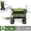 imageTIMBER RIDGE Push amp Pull Double Decker Wagon 400L Large Capacity Heavy Duty amp 450lb Load Collapsible Cart with AllTerrain Wheels amp Brakes 54 Extended Foldable for Sports Beach CampingBlueGreen