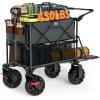 imageTIMBER RIDGE Push amp Pull Double Decker Wagon 400L Large Capacity Heavy Duty amp 450lb Load Collapsible Cart with AllTerrain Wheels amp Brakes 54 Extended Foldable for Sports Beach CampingBlueGray
