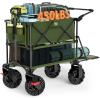 imageTIMBER RIDGE Push amp Pull Double Decker Wagon 400L Large Capacity Heavy Duty amp 450lb Load Collapsible Cart with AllTerrain Wheels amp Brakes 54 Extended Foldable for Sports Beach CampingBlueGreen