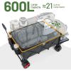 imageTIMBER RIDGE 600L Beast Wagon 26 W Extra Wide All Terrain Folding wBig Wheels Cargo Net amp Tailgate 26 W and 5525 L 400lbs Heavy Duty Collapsible Portable Cart for Camping Sports Dogs BlueGray