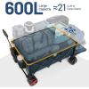 imageTIMBER RIDGE 600L Beast Wagon 26 W Extra Wide All Terrain Folding wBig Wheels Cargo Net amp Tailgate 26 W and 5525 L 400lbs Heavy Duty Collapsible Portable Cart for Camping Sports Dogs BlueBlue