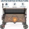 imageTimber Ridge 350L Extra Large Collapsible Folding Wagon Carts with Brake Heavy Duty Outdoor Camping Utility Wagons with Extended Height Adjustable Handle Cup Holders Side BagOrangeTan