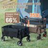 imageTimber Ridge 350L Extra Large Collapsible Folding Wagon Carts with Brake Heavy Duty Outdoor Camping Utility Wagons with Extended Height Adjustable Handle Cup Holders Side BagOrangeTan