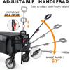 imageTimber Ridge 350L Extra Large Collapsible Folding Wagon Carts with Brake Heavy Duty Outdoor Camping Utility Wagons with Extended Height Adjustable Handle Cup Holders Side BagOrangeGray