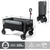 imageTimber Ridge 350L Extra Large Collapsible Folding Wagon Carts with Brake Heavy Duty Outdoor Camping Utility Wagons with Extended Height Adjustable Handle Cup Holders Side BagOrangeGray