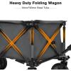 imageTimber Ridge 350L Extra Large Collapsible Folding Wagon Carts with Brake Heavy Duty Outdoor Camping Utility Wagons with Extended Height Adjustable Handle Cup Holders Side BagOrangeGray