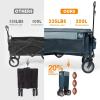 imageTimber Ridge 350L Extra Large Collapsible Folding Wagon Carts with Brake Heavy Duty Outdoor Camping Utility Wagons with Extended Height Adjustable Handle Cup Holders Side BagOrangeBlue