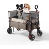 imageTimber Ridge 350L Extra Large Collapsible Folding Wagon Carts with Brake Heavy Duty Outdoor Camping Utility Wagons with Extended Height Adjustable Handle Cup Holders Side BagOrangeTan