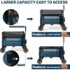 imageTimber Ridge 350L Extra Large Collapsible Folding Wagon Carts with Brake Heavy Duty Outdoor Camping Utility Wagons with Extended Height Adjustable Handle Cup Holders Side BagOrangeBlue