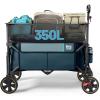 imageTimber Ridge 350L Extra Large Collapsible Folding Wagon Carts with Brake Heavy Duty Outdoor Camping Utility Wagons with Extended Height Adjustable Handle Cup Holders Side BagOrangeBlue