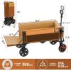 imageTimber Ridge 49 Extra Long Collapsible Folding Wagon with Tailgate and Brakes 300lbs Heavy Duty Foldable Wagon with Adjustable Handle 250L Capacity Portable Cart for Outdoor Camping Sports GreenOrange