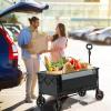 imageTimber Ridge 49 Extra Long Collapsible Folding Wagon with Tailgate and Brakes 300lbs Heavy Duty Foldable Wagon with Adjustable Handle 250L Capacity Portable Cart for Outdoor Camping Sports GreenGray