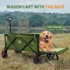imageTimber Ridge 49 Extra Long Collapsible Folding Wagon with Tailgate and Brakes 300lbs Heavy Duty Foldable Wagon with Adjustable Handle 250L Capacity Portable Cart for Outdoor Camping Sports GreenGreen