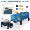 imageTimber Ridge 49 Extra Long Collapsible Folding Wagon with Tailgate and Brakes 300lbs Heavy Duty Foldable Wagon with Adjustable Handle 250L Capacity Portable Cart for Outdoor Camping Sports GreenBlue
