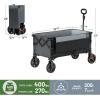 imageTimber Ridge 49 Extra Long Collapsible Folding Wagon with Tailgate and Brakes 300lbs Heavy Duty Foldable Wagon with Adjustable Handle 250L Capacity Portable Cart for Outdoor Camping Sports GreenGray